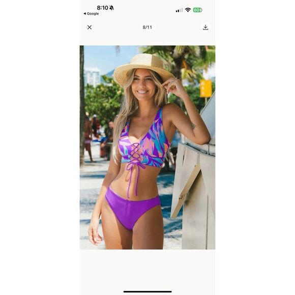Cupshe Purple and Blue Tropical Bikini Top - Picture 7 of 7